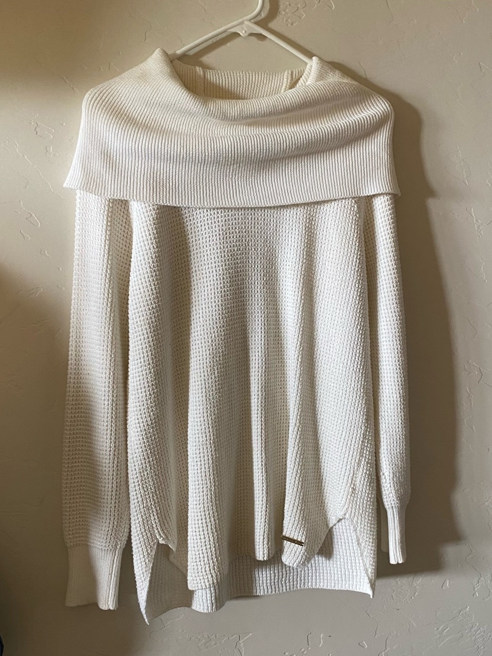 Michael Kors Off-the-Shoulder Cream Knit Sweater